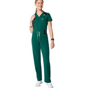 FIGS Scrub Pants Womens XL Livingston High Waisted Hunter Green Rare Color Combo
